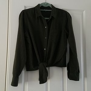 Madewell Cropped Front Tie Shirt